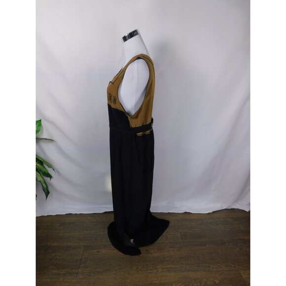 Vtg Nina Piccalino Patchwork Maxi M - Black Camel Leaf - Excellent - Picture 8 of 12